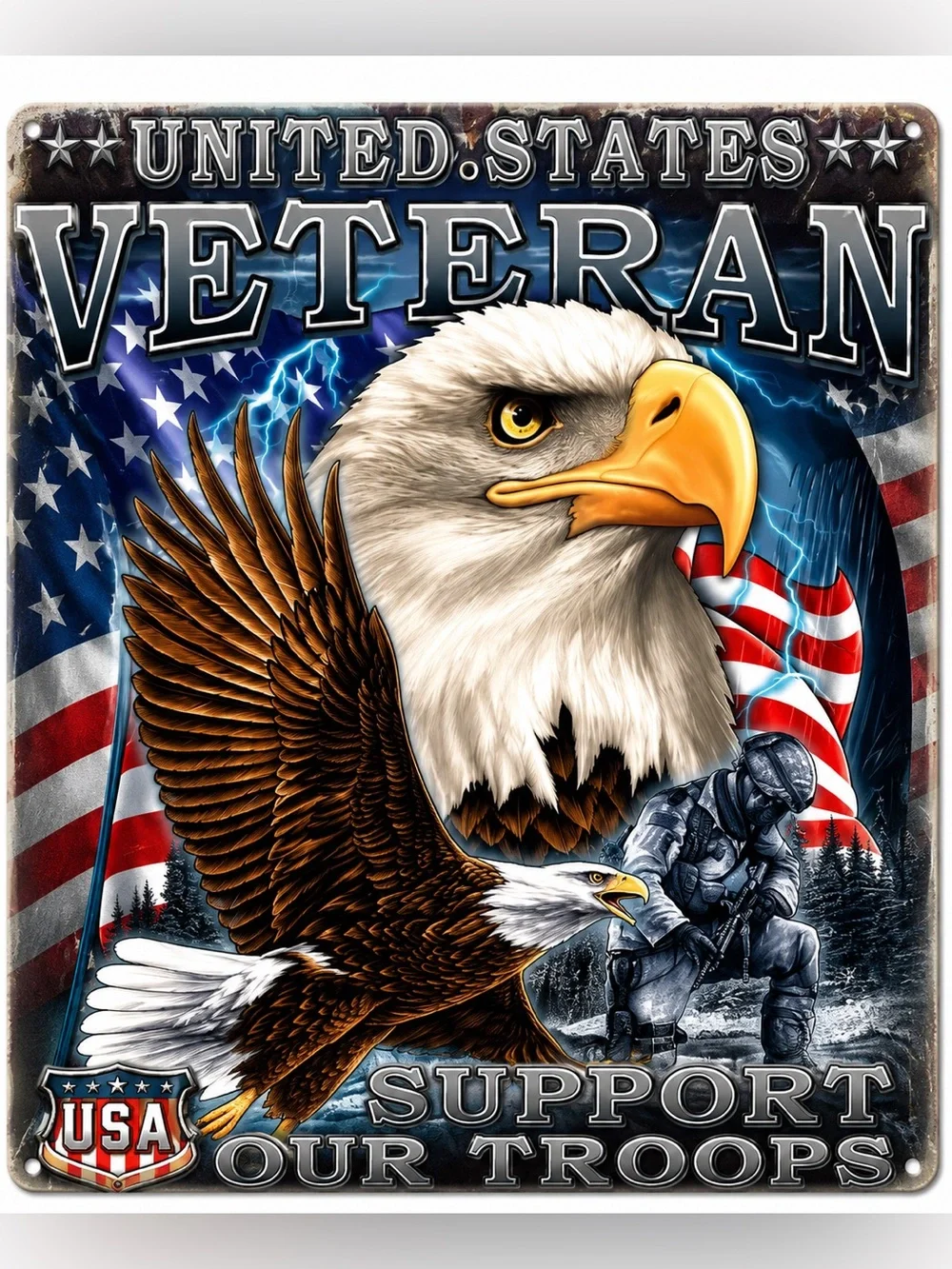 NEW Heavy Duty Steel United States Veteran Support Our Troops Metal Sign